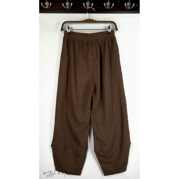 Women's Palazzo Coffee Brown Harem Pants Loungewear Oversized Cozy Size XS - Picture 5 of 6